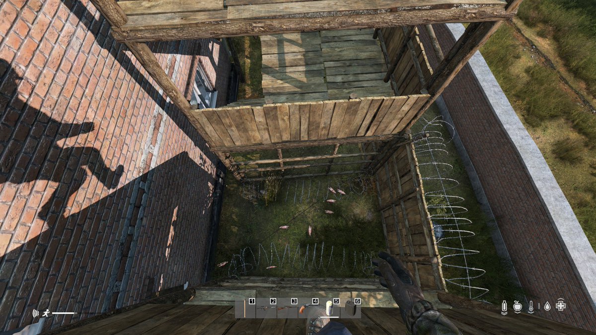 kplan_KayPlan's tweet photo. @ProfessionalZed @Rythagoras @_Aidaann @AvianxxTV @MaikSharingan @jaws_lord @DayzVillage @DayZ @bohemiainteract We put up barbed wire all around the perimeter and made our 'weak-spots' into traps. Watch your step! 
#DayZBaseBuilder #DayZVillage #MyDayz @DayZ https://t.co/iWYhOizdSf
