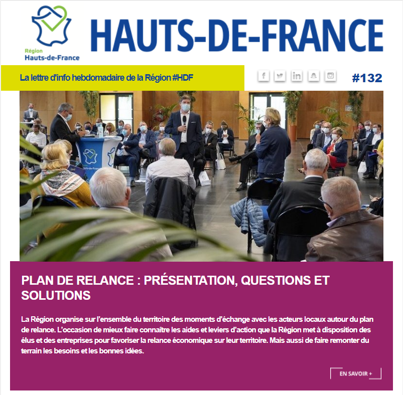 hautsdefrance's tweet photo. Plan de #RelanceHDF, #aides régionales, #emploi, #culture... Découvrez la lettre d'info hebdomadaire de la Région #hautsdefrance 👉 https://t.co/lqWG0lH5nU
📨  Vous voulez les recevoir par mail, abonnez-vous, ici ➡ https://t.co/E0wyA4I808 https://t.co/eYo730YYWw