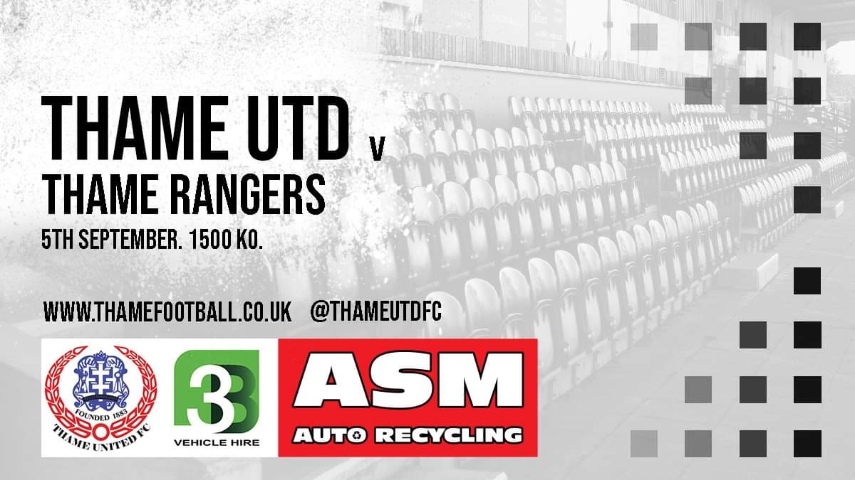 thameunitedfc's tweet photo. *** GAME DAY - Thame United FC v Thame Rangers  📢 ***

Brought to you by @Hire3b - Media Sponsors

Saturday 5/9/2020
Kick Off 15:00
ASM Stadium 🏟️

Admission Price 🎫
Adult £5
Concession £3
Child £1

#WEARETHAME 🔴⚫ https://t.co/fRQ4laWZWC