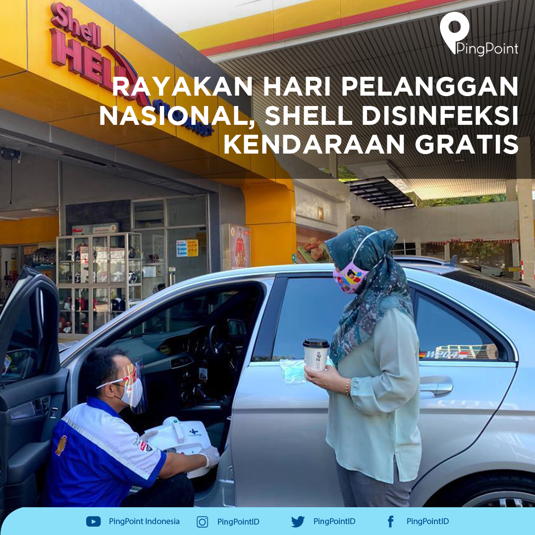 PingPointID's tweet photo. Dalam momen Hari Pelanggan Nasional di tengah pandemi, Shell membagikan masker gratis sekaligus disinfeksi kendaraan di SPBU. https://t.co/3D7YQxQqDf

#DisinfeksiGratis #DisinfeksiShell #ShellIndonesia #PromoShell https://t.co/5RRlJ9VT2S