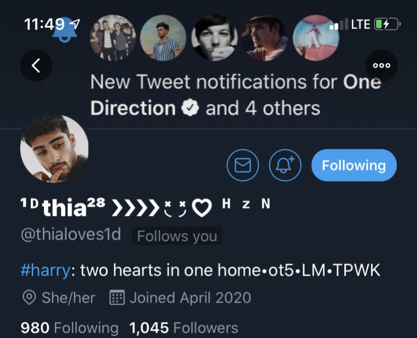  @thialoves1d - we havent interacted much but you should still follow her. her header is iconic and who doesn’t love a zayn pfp??