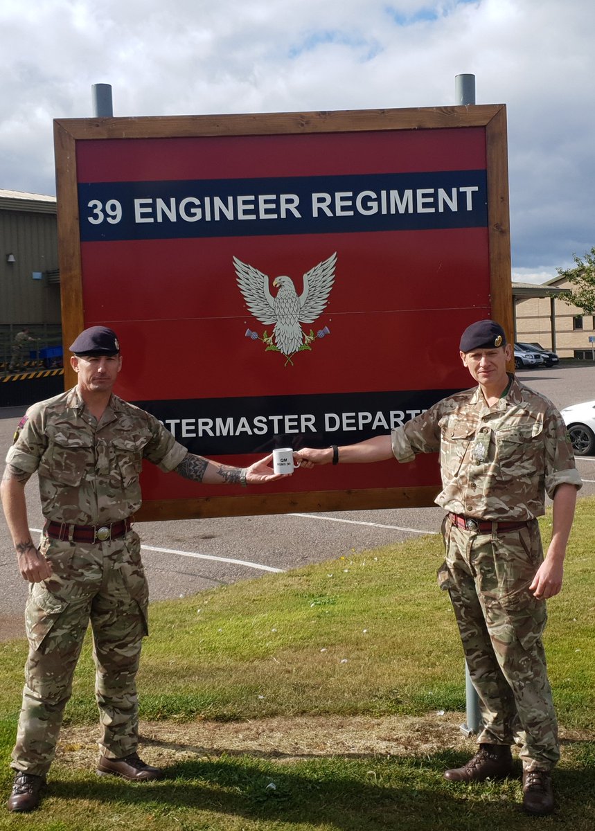 MickTyler5's tweet photo. What symbolises handing over RQMS @Kinloss_Bks?! 🤔 A mug seems as good as anything. I know the role is in great hands with @Brew_Gibson. @Kinloss_Bks have one of the best RHQs I've ever worked with but looking fwd to arriving @26EngineerRegt @25CSEngrGp. https://t.co/yCPf1FMvSy
