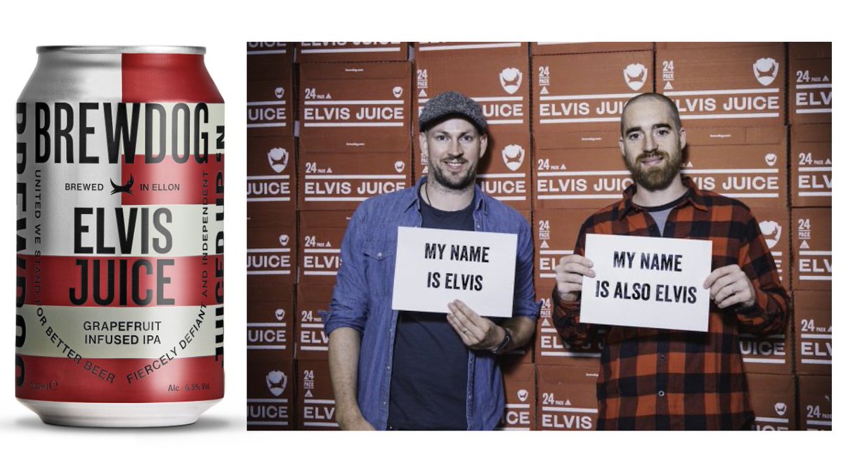 JamesBWatt's tweet photo. When we launched Elvis Juice we got a letter from Elvis Presley’s lawyers requesting a license fee.
 
Martin &amp; I decided to legally change our names to Elvis &amp; sent them a letter back requesting a license fee for using our names on all of their music. I was Elvis for 2 weeks. https://t.co/0S4SPlTaPe