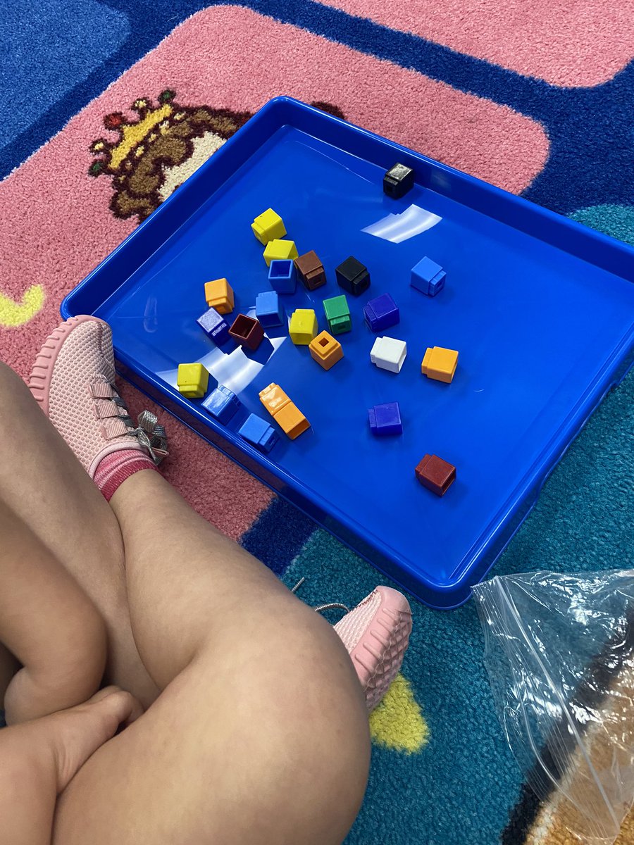 For math this week, we have been practicing using some of our math manipulatives! These trays are THE BEST for keeping individual student items together while on the rug!