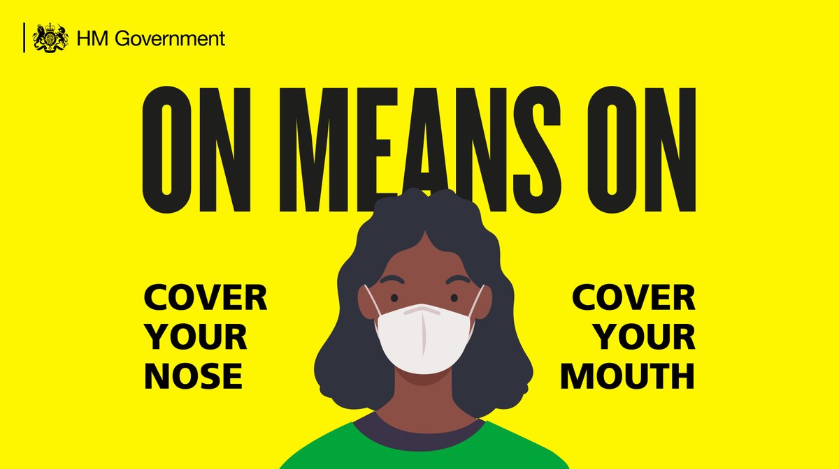 Wearing a face covering over your mouth and nose is one of the most effective ways to stop the transmission of coronavirus.
 
➡️ gov.uk/government/pub…