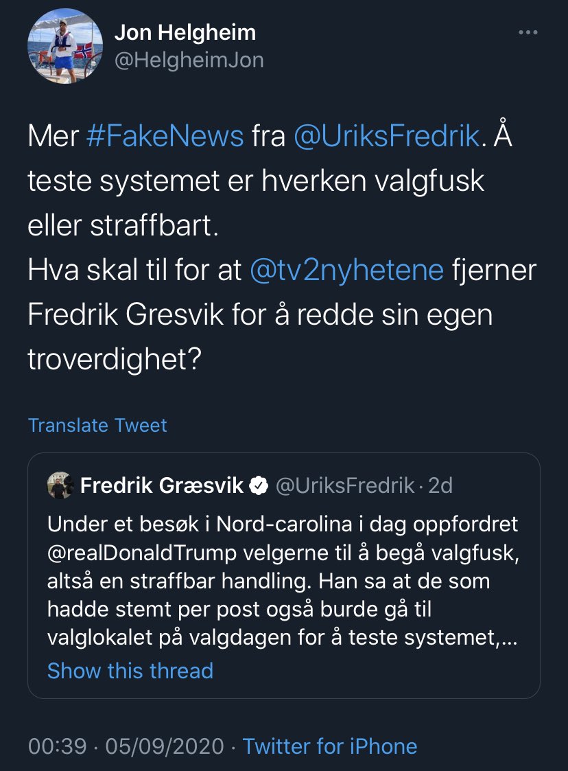 forsberg's tweet image. Dette begynner å bli for dumt. Nå har FrP stått på barrikaden og ropt om ytringsfrihet hele uka, så toppes det med at en av partiets stortingsrepresentanter prøver å få en journalist sparka for å melde noe som er sant! Det er straffbart å bare PRØVE å stemme to ganger i NC.