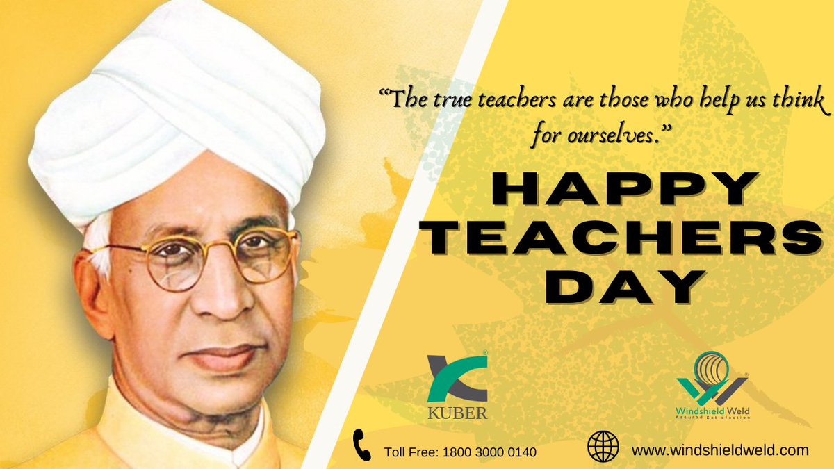 windshieldweld's tweet photo. Happy Teacher's Day

"Let us remember: One book, one pen, one child, and one teacher can change the world."

#HappyTeachersDay #kuberautomotive #Taureneindia #shulininsurance #COVID #windshieldweld #car#makeinindia https://t.co/51XUehfzE7