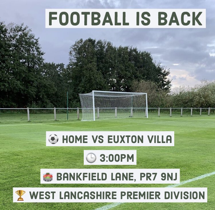 SouthportHeskFC's tweet photo. We are back today! 🎉

It’s been a long lay off but finally, competitive football is back. 
We welcome Euxton Villa to Bankfield Lane today. New kit, new faces, same desire! 

Your support is welcome today too! 
Get down and support the lads this season. 

Back to The Bold Arms🍻 https://t.co/fBPaSLpmRr