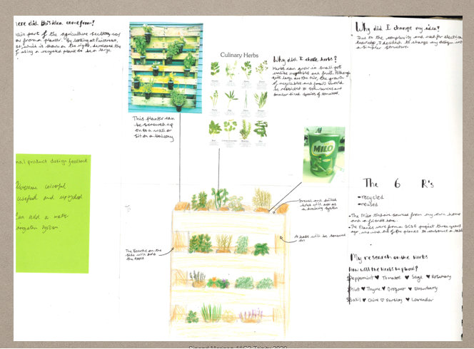 TrinitySchDT's tweet photo. Designed by Sinead, this grow box is aimed at people who live in homes with limited outdoor space to provide a way for them to be able to grow their own produce #design #designandtechnology #sustainability
#DTGCSESHOWCASE
#DTGCSESHOWCASE2020 https://t.co/heosp8ic7Z