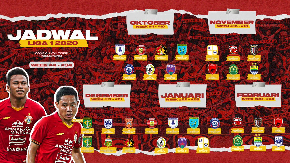 Persija_Jkt's tweet photo. Jadwal Macan Kemayoran dalam lanjutan Liga 1 2020 🔥👆

#BelieveIn12 #PersijaJakarta https://t.co/6PokiZ501D