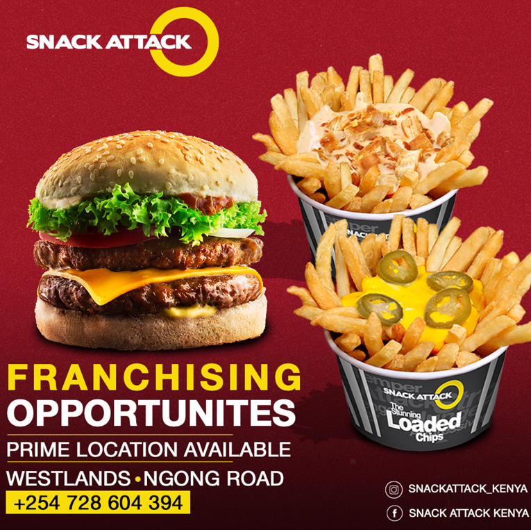 SnackAttackKe's tweet photo. We pride ourselves as the inventors of loaded chips in Kenya. Our quick serve restaurant now has prime locations available for franchise.
Call us to open a franchise with us.

https://t.co/RZOXWC14U9 https://t.co/UpLG6G0UNq