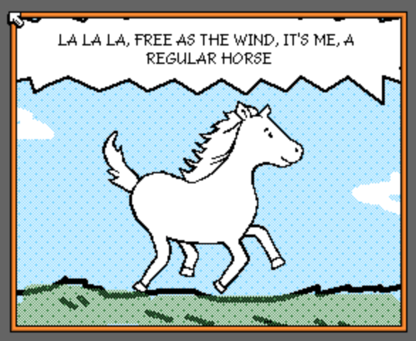 THE SAGA OF EYEBALL HORSE
a comic made on stream with @quinnecl in microsoft fine artist....