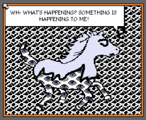 THE SAGA OF EYEBALL HORSE
a comic made on stream with @quinnecl in microsoft fine artist....