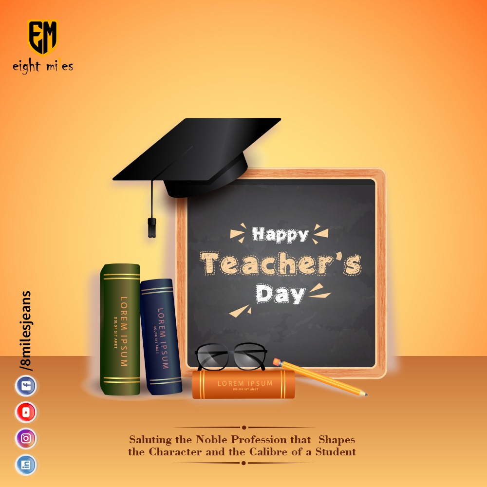 8milesjeans's tweet photo. A Teacher's knowledge and blessing can make us achieve greater heights. Wishing a very Happy Teachers Day to all such noble souls.
#teachers #teachersday #teacherlife #happyteachersday #fifthseptember #EightMiles #knowledge #blessing #greaterheights #calibreofastudent #character https://t.co/sex5pPqU1y