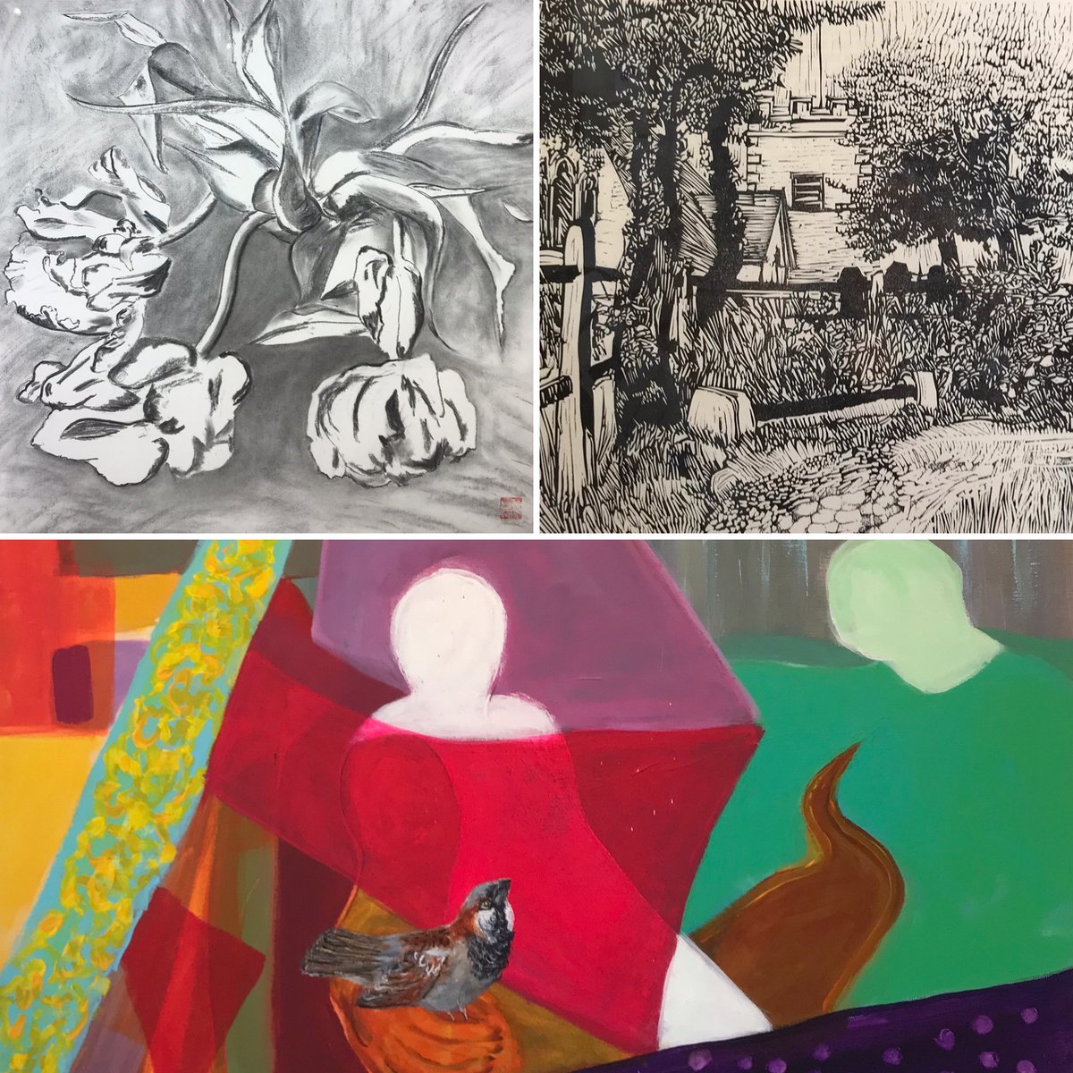 ShaftesburyArts's tweet photo. Open all weekend (inc Sunday) 10am - 4pm art from Karren Burkett, Maaike Pope Zurcher and Tessa McIntyre. Monochrome and vibrant colour. @Natures_Voice #rspbredlist @ukprintmakers #linocuts @tulipsociety #purpleparrot #charcoal #acrylicpaint #ink https://t.co/BKfVnylnSF https://t.co/VPgqYWcwd2