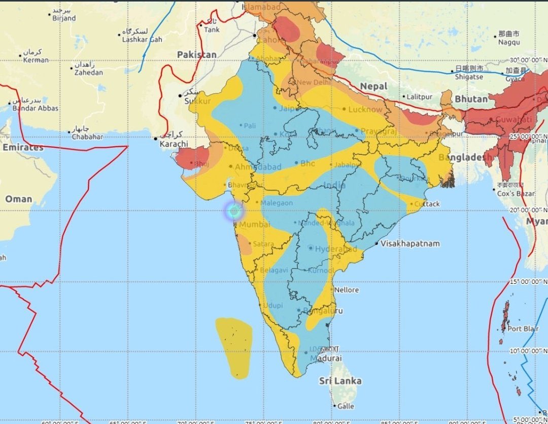 pavanap77's tweet photo. An #earthquake  of Magnitude 4.0, Occurred, Lat: 19.98 &amp; Long: 72.85, Depth: 5 Km, Location: 98km W of Nashik, #Maharashtra #India for more information (Google Search-National center for Sesmology) #Mumbai https://t.co/CkLn1LDwtk