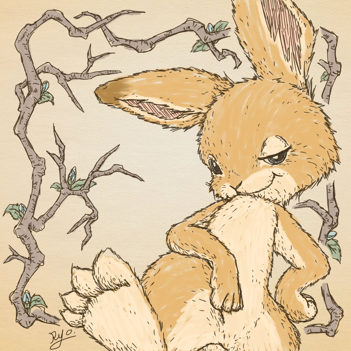 アニマルイラストレーターryo 決めポーズの男 イラスト うさぎイラスト 絵描きさんと繋がりたい うさぎ好きさんと繋がりたい お絵描き