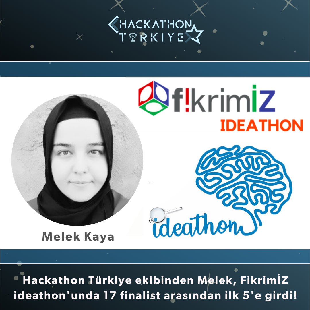 turkeyhackathon's tweet photo. 🎉Güzel bir haberle karşınızdayız!
Hackathon Türkiye ekibimizden Melek Kaya, FikrimİZ Ideathon'unda 17 finalist arasından ilk 5'e girdi!
Arkadaşımız Meleği tebrik ediyor başarılarının devamını diliyoruz!
#ideathon #hackathons #fikrimiz #havagazıfabrikası #fabrikalab #stageco https://t.co/oYxyal7Sx6