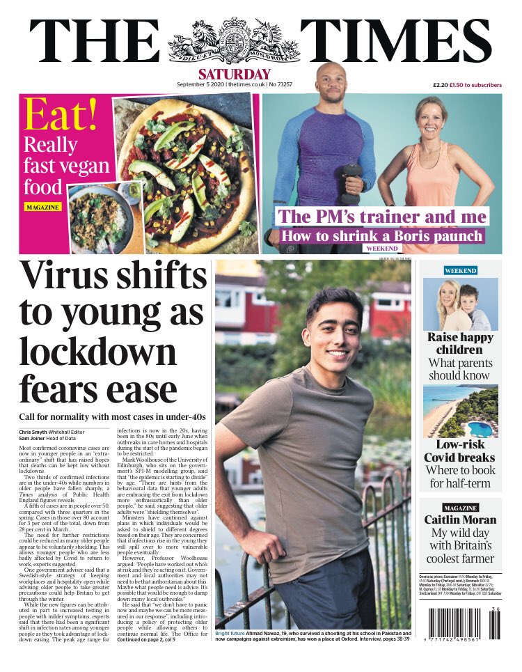 For today's Times  @Smyth_Chris and I analysed the latest Public Health England figures on coronavirus cases by age group. It revealed that most confirmed cases are now in younger people in an “extraordinary” shift. 1/4