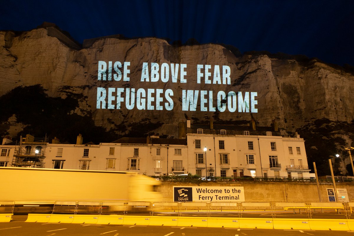 We wanted to send a message ahead of the far right demo in Dover today.

So we projected it onto the white cliffs.

#RiseAboveFear
#RefugeesWelcome