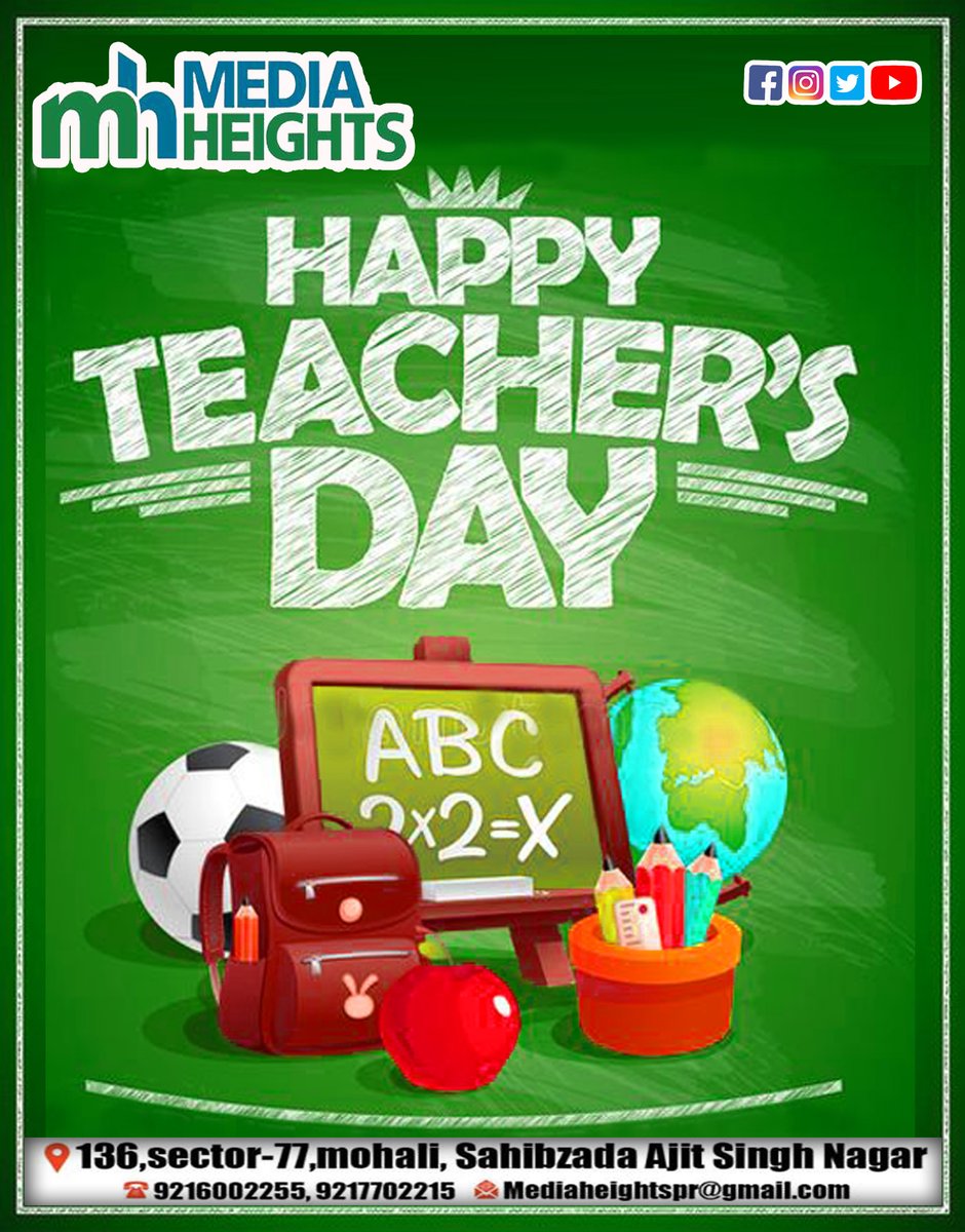 MEDIAHEIGHTSPR's tweet photo. Never forget your gurus, guides, coaches &amp; mentors on Happy Teachers' Day!
Wishing all the teachers a Happy Teachers' Day!  #HappyTeachersDay #TeacherDay  #Digitalmarketing #mediaheights #OnlineAdvertising #instagrammarketing #advertisingagency #web #technology #MEDIAHEIGHTS https://t.co/4GFMFPNSJS