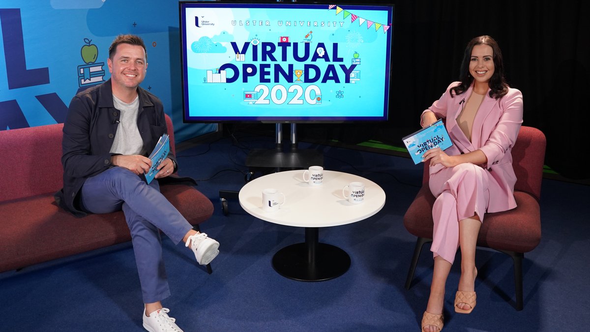 UlsterUni's tweet photo. 📣  Are you ready?! 📣

🎥The stage is set and we're going live in 1 hour with Cool FM's Pete and Rebecca for our Virtual Open Day 2020! ➡️ https://t.co/hsBU1xmRwi

👀 Check out the Study at Ulster Facebook page today where some of the fantastic sessions will be streamed live! https://t.co/vcMyl9NECi