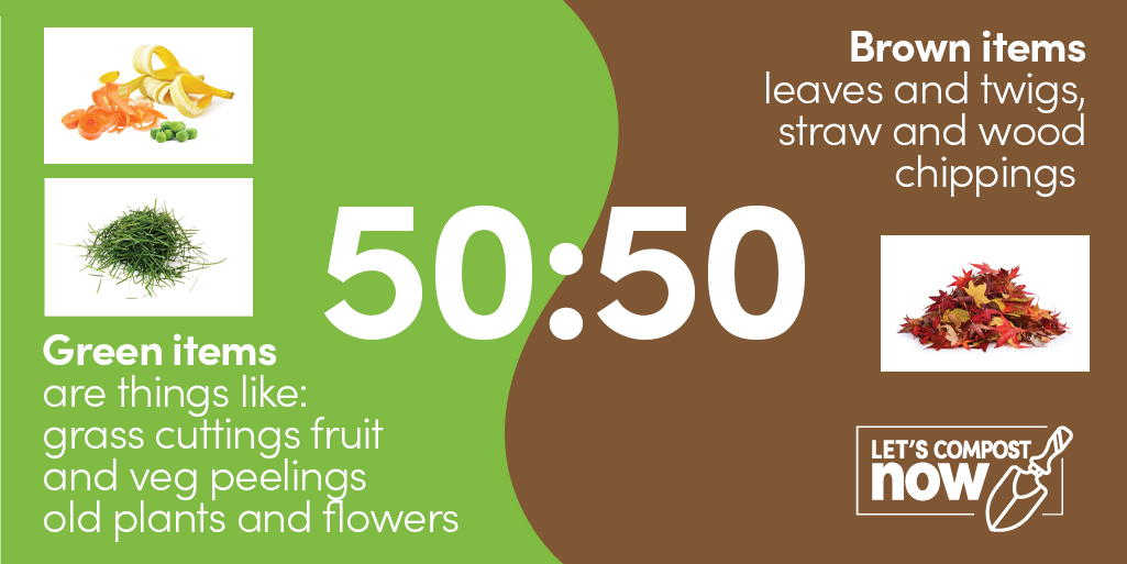 Turning some of your food and garden waste in to compost is easy!

The best thing to remember when starting your #HomeComposting heap is the 50/50 rule ⬇️

➡️ Discover more at ow.ly/BUdV50BinOP <a href="/recycle4gm/">Recycle for Greater Manchester</a> <a href="/getcomposting/">GetComposting.com</a>