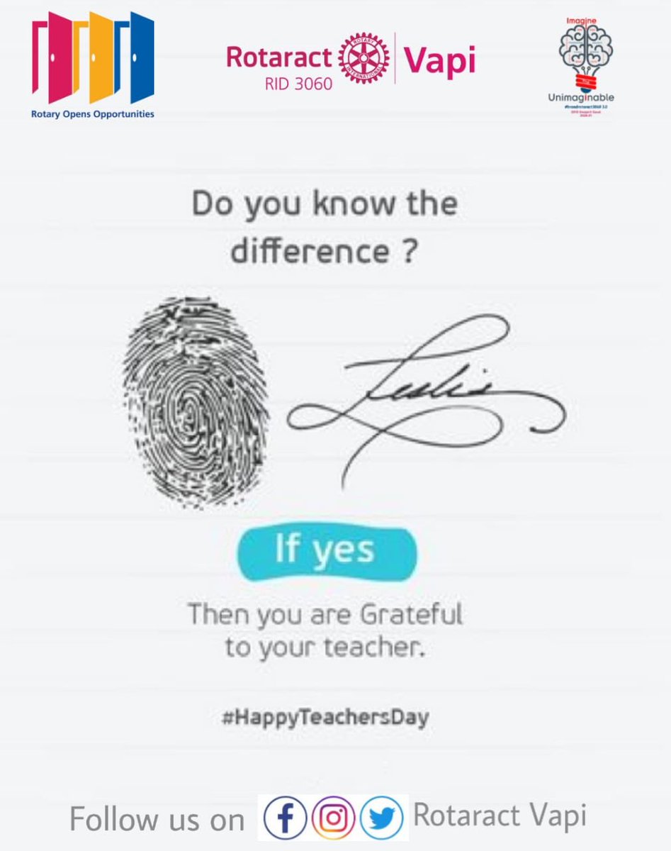 RotaractVapi's tweet image. Rotaract Club Of Vapi wishes a very “Happy Teachers Day” to all the teachers who nourishes us with values  &amp;amp; guides us to become a better person  😇🙏🏼

#HappyTeachersDay 
#RotaractVapi
#ImagineTheUnimaginable
#BrandRotaract3060
#RotaryOpensOppurtunities
#RIY2020_21