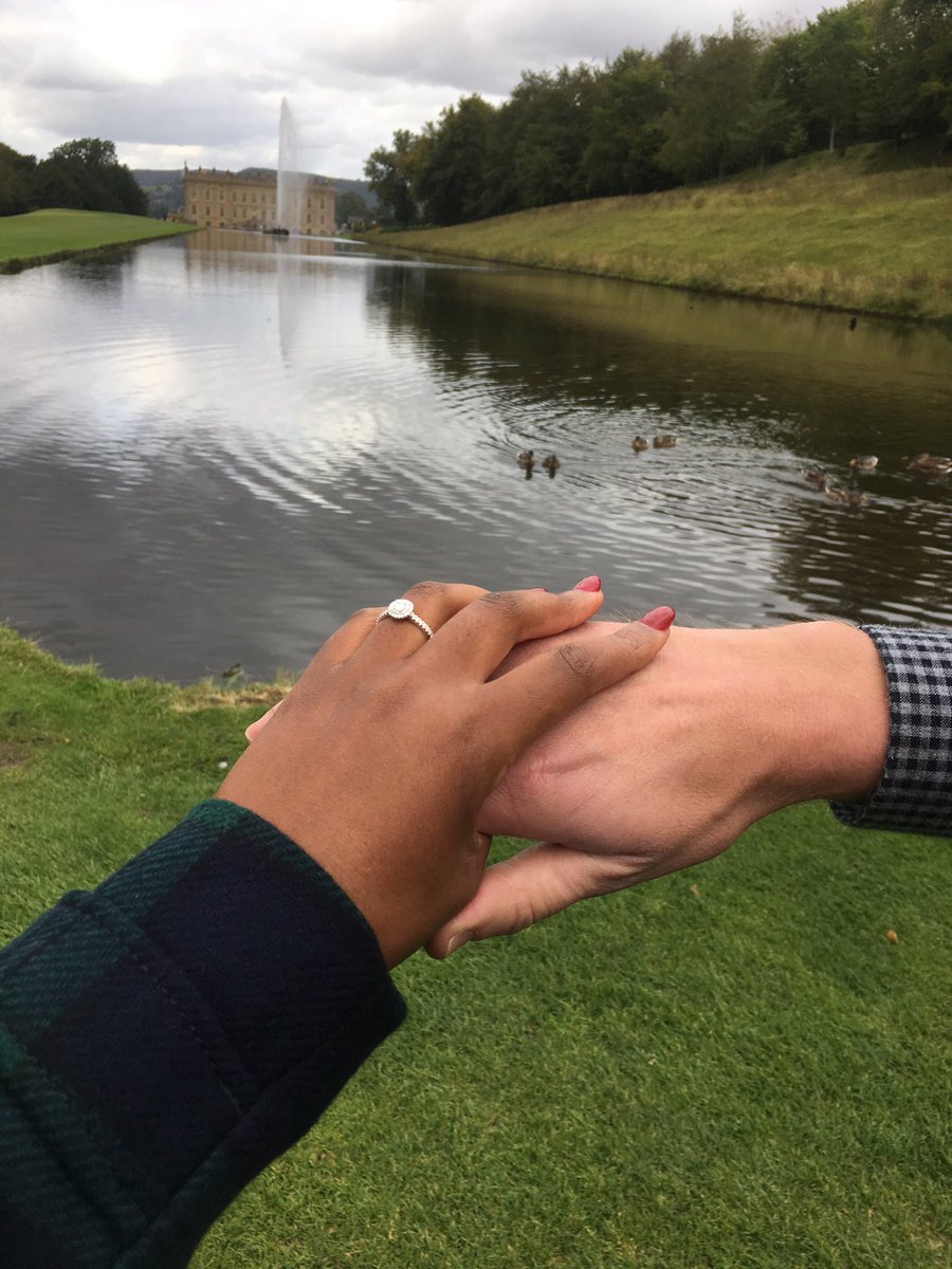 MillieHels's tweet photo. Yesterday at our favourite stately home Chatsworth , with my Mr Darcy he went on one knee 
“I will have to tell you: you have bewitched my body and soul, and I love you. I never wish to be parted from you from this day on. Marry  me Millie?  end my agony!please say yes #isaidyes https://t.co/08RgfQFQIP