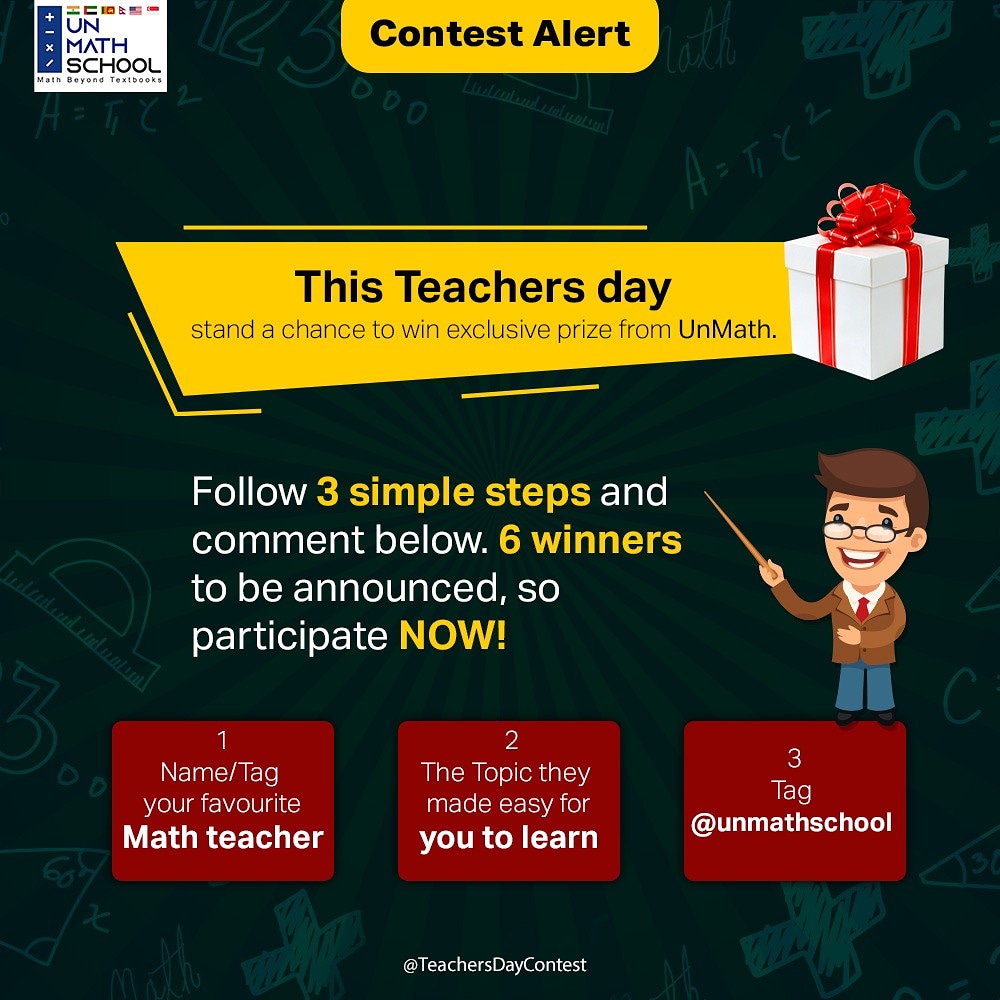 UnmathSchool's tweet photo. While it is important that your kid love maths but what more important is that someone made them love maths...”Ask your kid and Tell us the following to win exciting prizes”
#LetsUnmath #TheyMadeUsLoveMath #ContestAlert #unmathschool https://t.co/4K5vE0A75z
