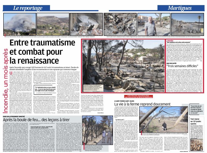 PascalStella's tweet photo. Un mois après, retour au cœur du plus gros #feu de l’été. Où en est-on ? témoignages à lire dans ⁦@laprovence⁩ #Martigues #CôteBleue cc ⁦@raphaelemnc⁩ https://t.co/B2Emxqep1a