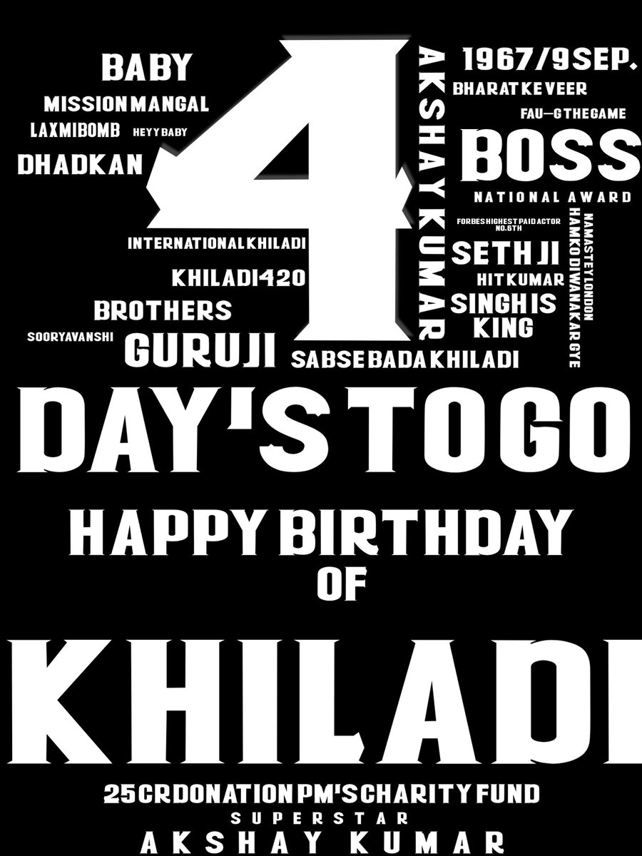 GauravAkshay16's tweet photo. ๐Get Ready For The Superstar๐ Birthday Bash In 4 More Days โฅ๏ธ
#4DaysToAKSHAYsBDAY ๐๐
@akshaykumar sir
#AkshayKumar sir #GauravAkshay #Akkiansday @khiladi_lover @Comrade_Akkian @Akshay_Brigade @_Akshaykafan @AKsRagini @akkifangirl @dhirvicky8 @Rksrocking #KhiladiBirthday https://t.co/tvZQNgvewX