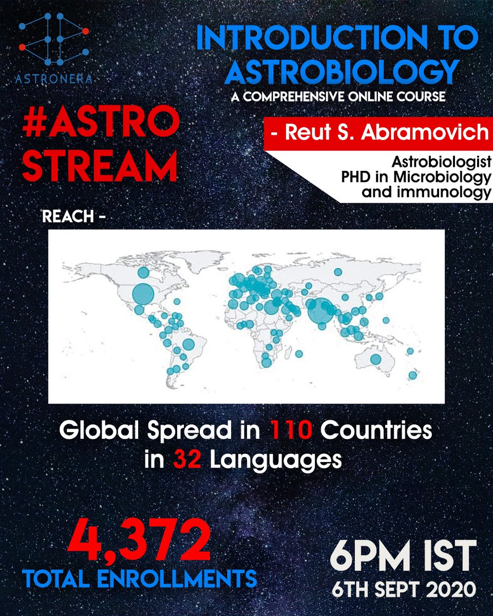AstronEra's tweet photo. Our new course about Astrobiology by @MarsReutto is a hit!
Tune in on 6th September, 18:00 (Indian Standard Time) on: https://t.co/cU5QDvzGrv
#astrobiology #astronomycourse #studyastronomy #astrostream https://t.co/jSoS5PVZnS