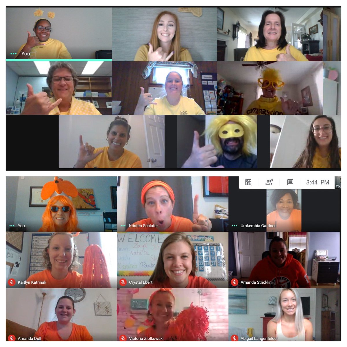 LoganElementary's tweet photo. Celebrating staff House Day remotely. We will always find a way to build relationships between staff, students and families!   Even Apart, Together at Heart. 6 Houses, 1 Family #IbelongLES @LoganElementary @LoganPTA @jmullenax @grobertsbcps @BcpsMTSS @BCPSBrandon @JBender_BCPS https://t.co/xhdMOwXpvq
