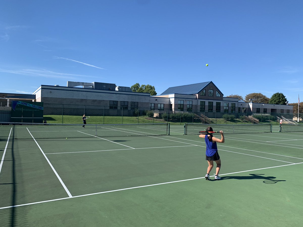 CCHSFalcons's tweet image. Cedar Crest tennis working hard on day 2 of the fall season! Great job, girls! #CCStrong