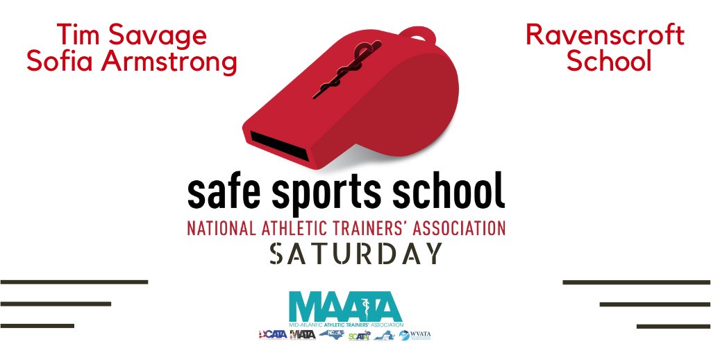 D3_MAATA's tweet photo. Congratulations to Tim Savage &amp; Sofia Armstrong the #AthleticTrainers at Ravenscroft School for being awarded the 
@NATA1950 Safe Sport School Award. #WayToBeGreAT #D3SSSWinner #StudentAthleteSafety @NCATA1974 @RavenscroftNC https://t.co/fkD2z92EdI