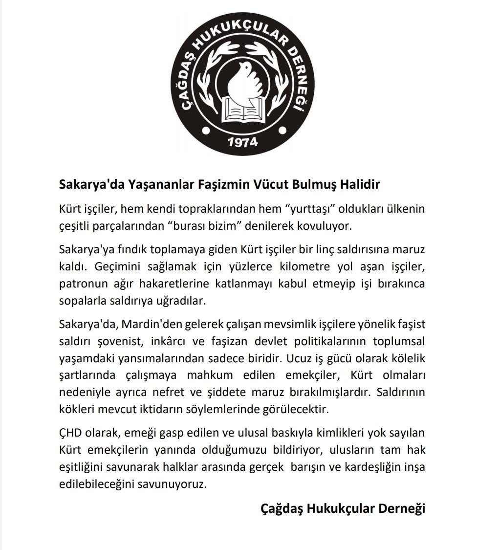 Çağdaş Hukukçular Derneği tweet media