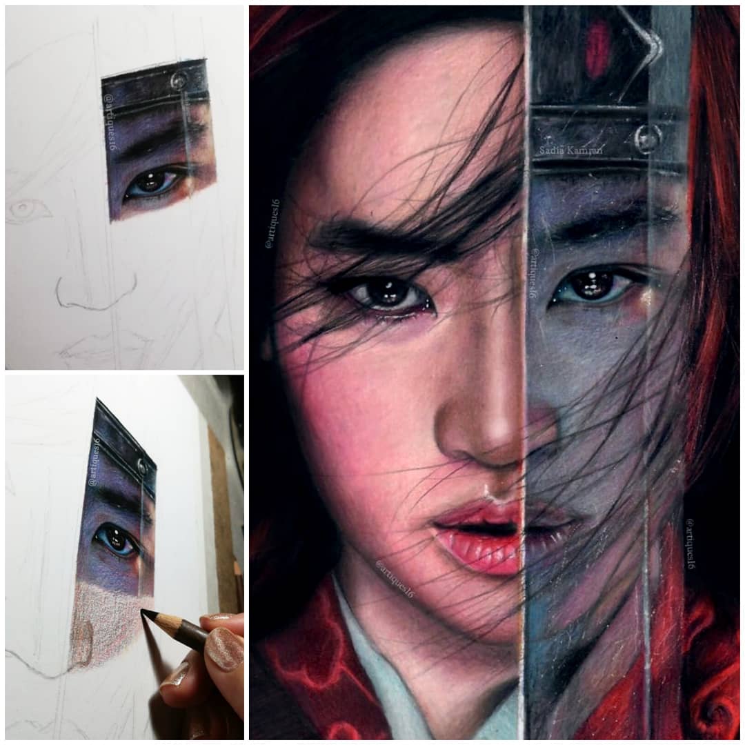 artiques16's tweet photo. Loyal, brave and true⚔️
For you! @yifei_cc ✨
This is the drawing that took me the longest to complete! I'm so happy with how it turned out! #Mulan is my most favorite @Disney character!
I really really hope it gets noticed! 🙏

Can't wait to see the movie! 🤩 https://t.co/tmKNY7rJVZ