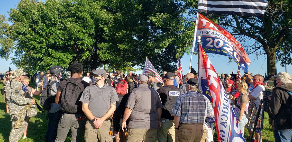There's a gathering of a couple hundred heavily armed people at Cox Park in Louisville this morning. Organizers say it's a "patriot rally" in support of police