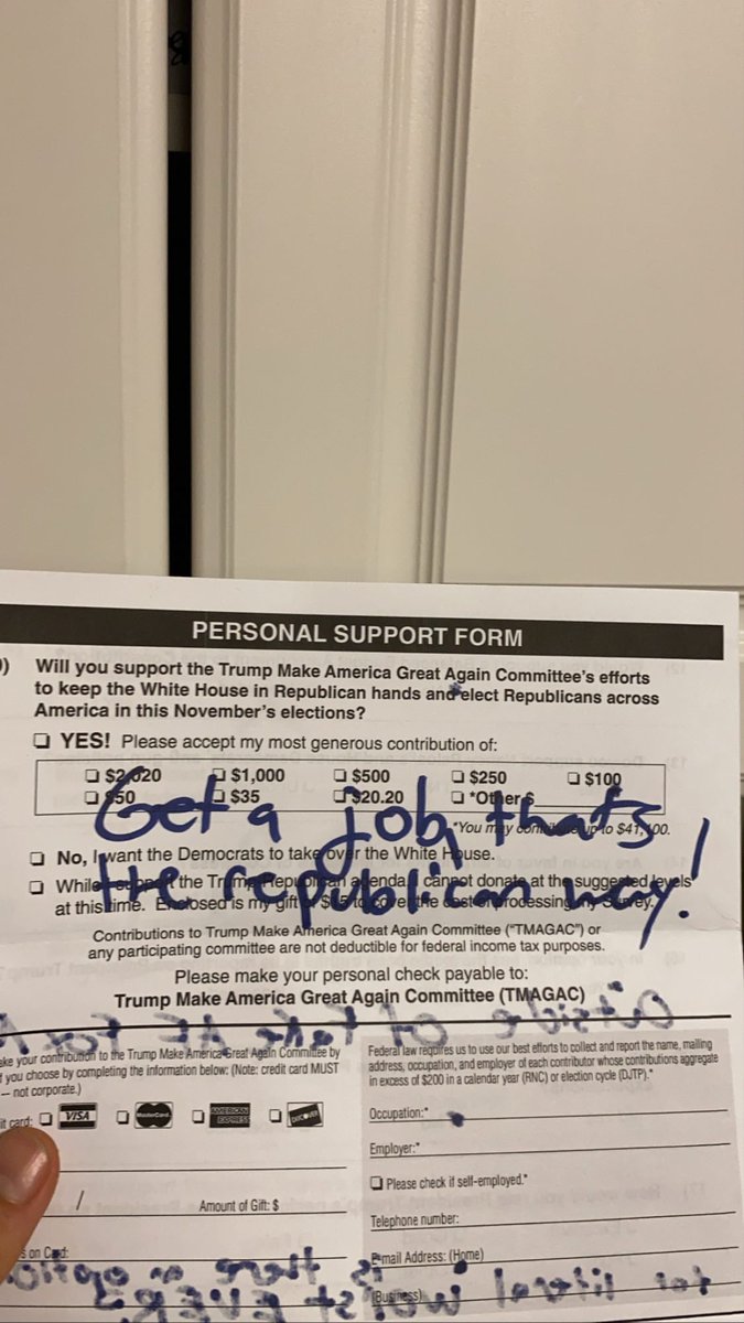 Here’s real life. I filled out and returned a “Trump Victory Survey” mailer, which was definitely written to scare little old ladies and the generally uneducated. I was so embarrassed when my mail lady picked it up. I wanted to run out to assure her I was only telling a bitch off