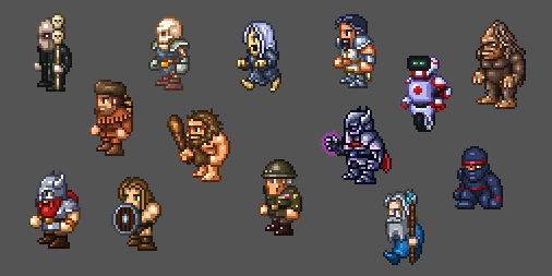 Some of the upcoming heroes we have planned for Time Break Chronicles. Next area to explore: Frozen Tundra! #screenshotsaturday #gamedev #indiedev #pixelart