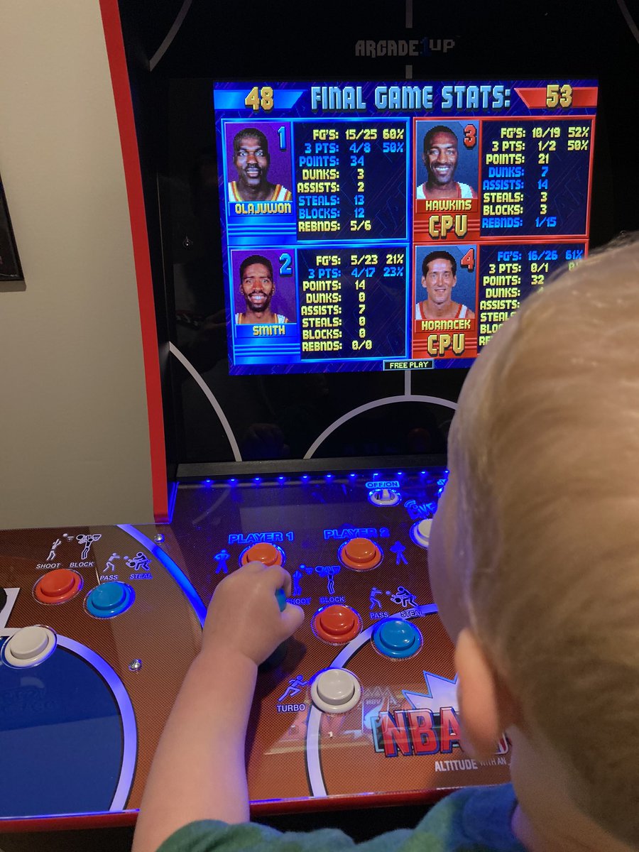 My son refuses to play with anyone other than <a href="/TheJetOnTNT/">Kenny Smith</a>. I think he needs a boost to that 3 point rating! Defense also a concern...