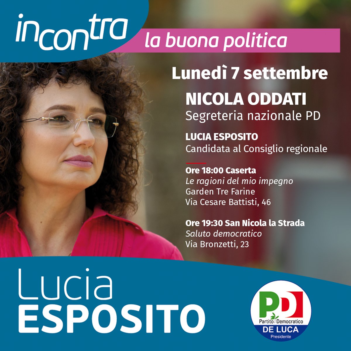 Il 7 settembre, con Nicola Oddati a Caserta. Poi, a San Nicola la Strada dal sindaco Vito Marotta. Ti aspetto! #labuonapolitica