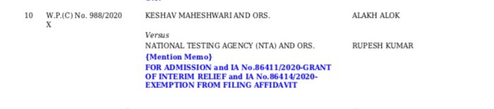 advocate_alakh's tweet photo. Our new petition seeking #NEET Postponement, is listed in SC on 09.09.2020

 NTA has filed its Vakalatnama.

An Application opposing us, also filed.

No Petition filed in our support.

We will try our level Best.

But dear students, kindly don’t wait for anything &amp; keep studying. https://t.co/27Xh1LuBo7