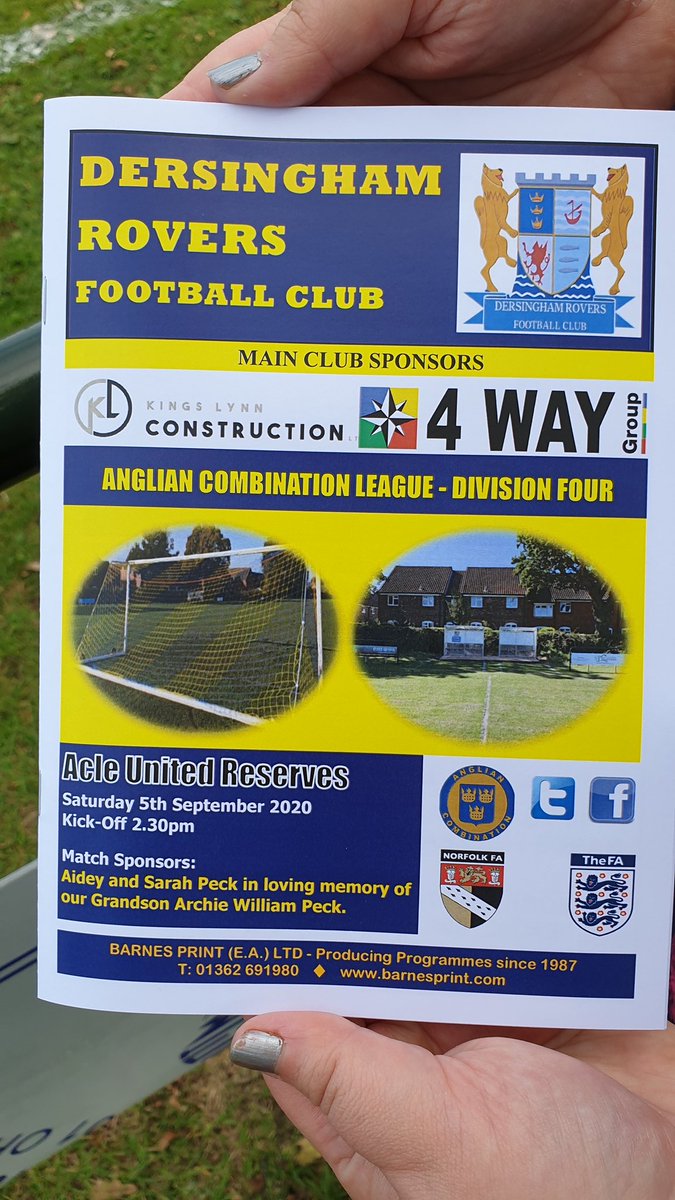 Craig Dabbs (@craigdabbs1) on Twitter photo @NonLgeProgs today's programme at <a href="/DersinghamFC/">Dersingham Rovers FC</a> printed by <a href="/BarnesPrint/">Barnes Print (E.A) Ltd</a> @NonLgeProgs today's programme at <a href="/DersinghamFC/">Dersingham Rovers FC</a> printed by <a href="/BarnesPrint/">Barnes Print (E.A) Ltd</a>
