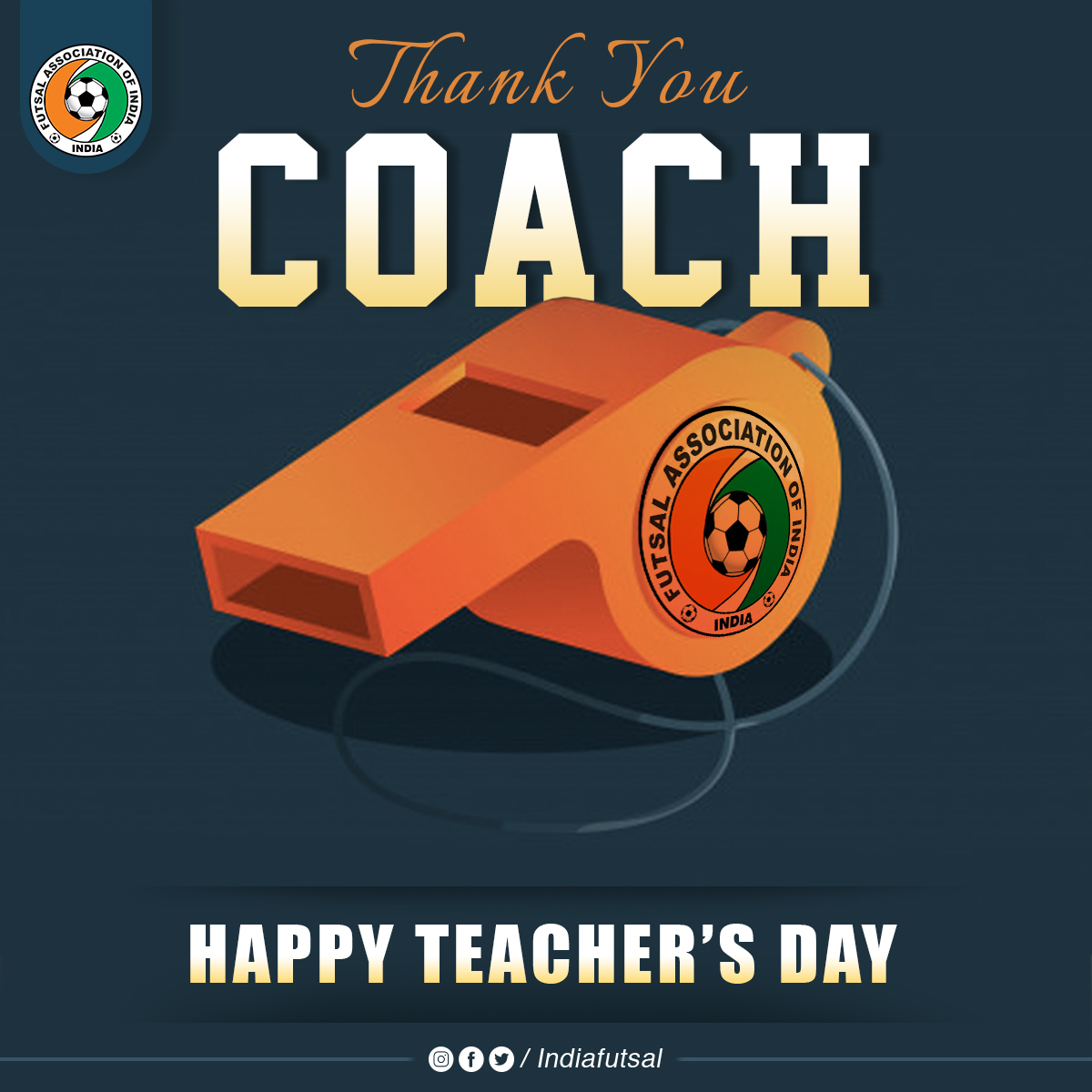 indiafutsal's tweet photo. Good Coaches know how to bring out the best in Players-
Futsal Association of India wishes all Coaches A very Happy Teacher’s Day
----------------------------------
#teachers  #teachersofinstagram  #education #teacher #school https://t.co/q3zoO7NDam