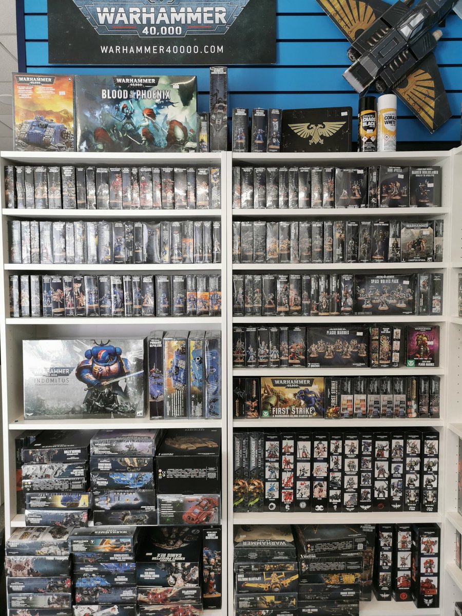 boss_minis's tweet photo. It's Saturday and we're open in Weymouth until 5pm today

Shelves are stacked with GW restocks ready for your current projects https://t.co/He58QhdJG0