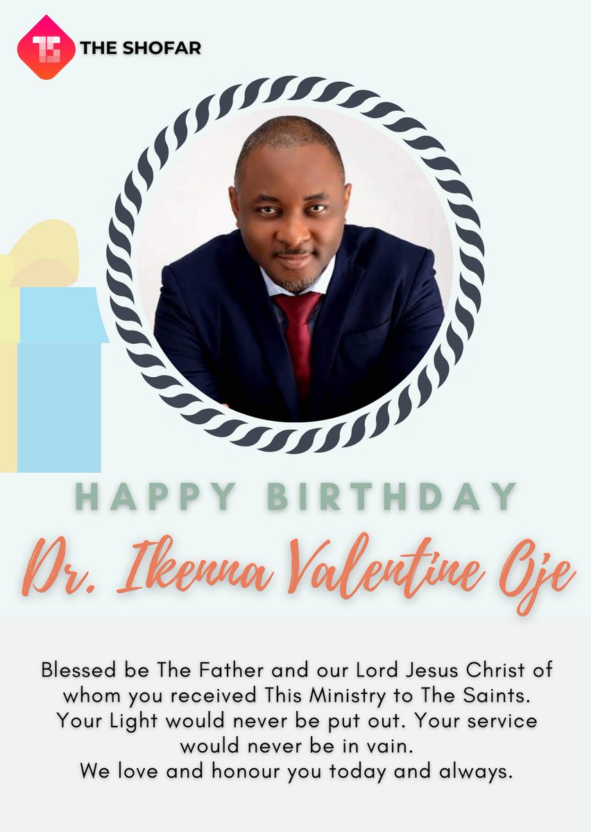 theshofar_co's tweet photo. Happy birthday Dr. Ikenna Valentine Oje
You've been more than a blessing to the Body of Christ. Thank you for practical Christianity. We love you and honour your unique measure to the Body! God bless you sir!
Follow us!
@TheShofar_co
#Revival
#Bible
#Prayer
#God
#Love
#DrVal https://t.co/LEdBJ6PEE4