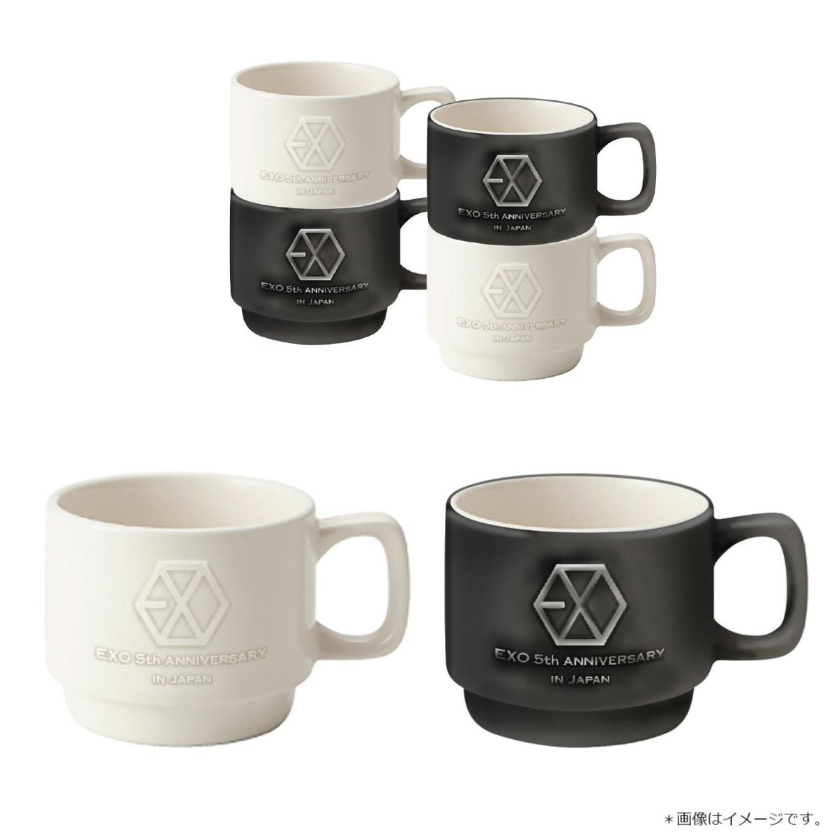 Prices (all in Japanese yen, tax incl)- Foldable eco tote bag (3500)- EXO-L Japan exclusive: Album cover pouch (total of 9, random) (1000 each)- Bag keychain (1800)- Storage Box (4000)- Stackable Mug (2 types, sold separately, white and black) (2500)