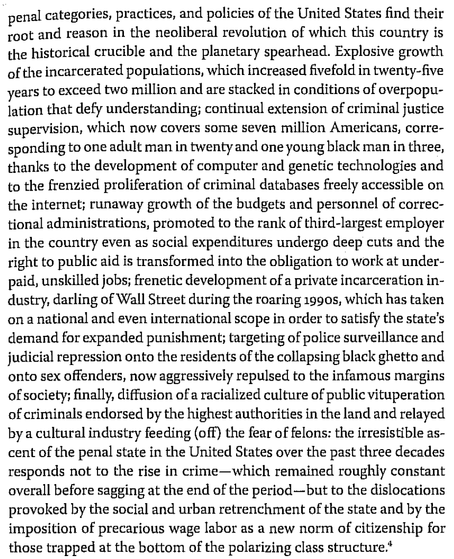 note mirowski's crucial point, adopted from gramsci, that markets are products of the state. and see also wacquant on the massive expansion of the punitive wing of the state as a result of the neoliberal revolution, contradicting its "small state" rhetoric https://libcom.org/files/Lo%C3%AFc%20Wacquant%20-%20Punishing%20the%20Poor.pdf